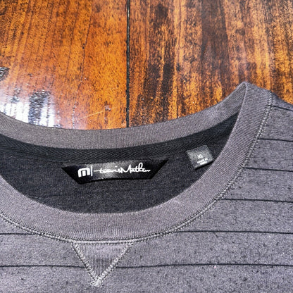 Travis Mathew Sweater Adult XL Gray Striped Long Sleeve Crew Lightweight