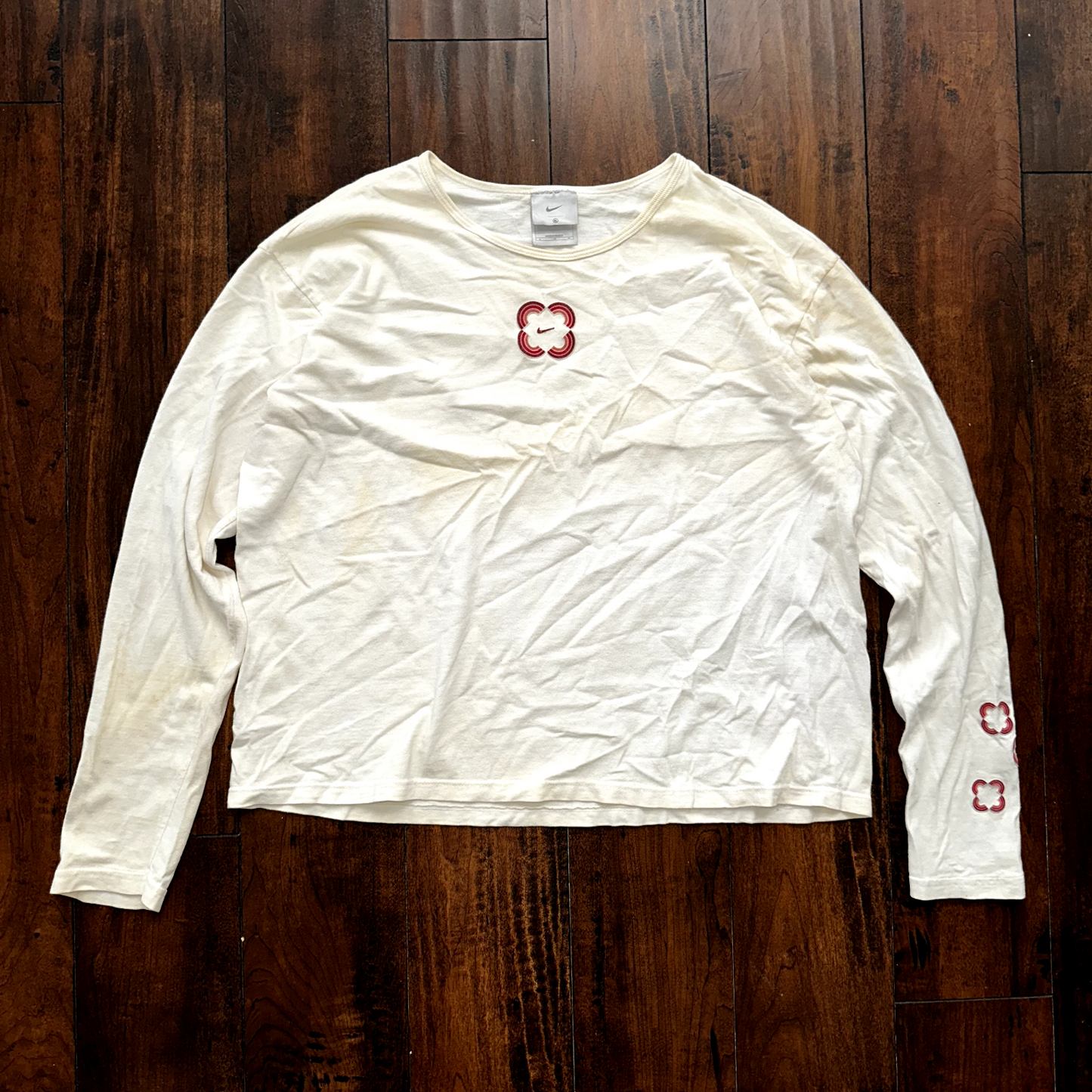 Nike Vintage T Shirt Flowers Y2K Long Sleeve Cute Gym Yoga Sports Tee 90s Thrash