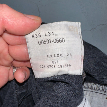 Levis 501 Vintage Y2K XX Straight Leg Jeans 90s Black Med Wash 36x34 Act 31x32