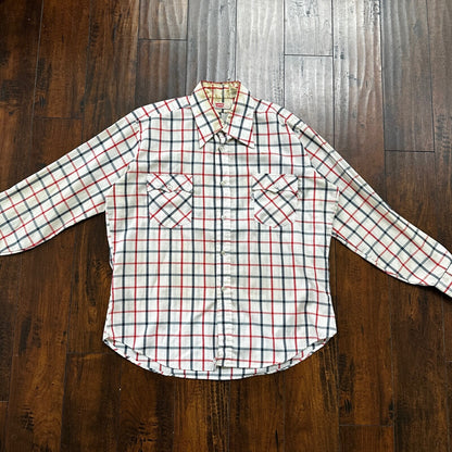 Vintage Levis Shirt Mens XL Red Blue Plaid Button Up White Tab 80s 90s 1980s