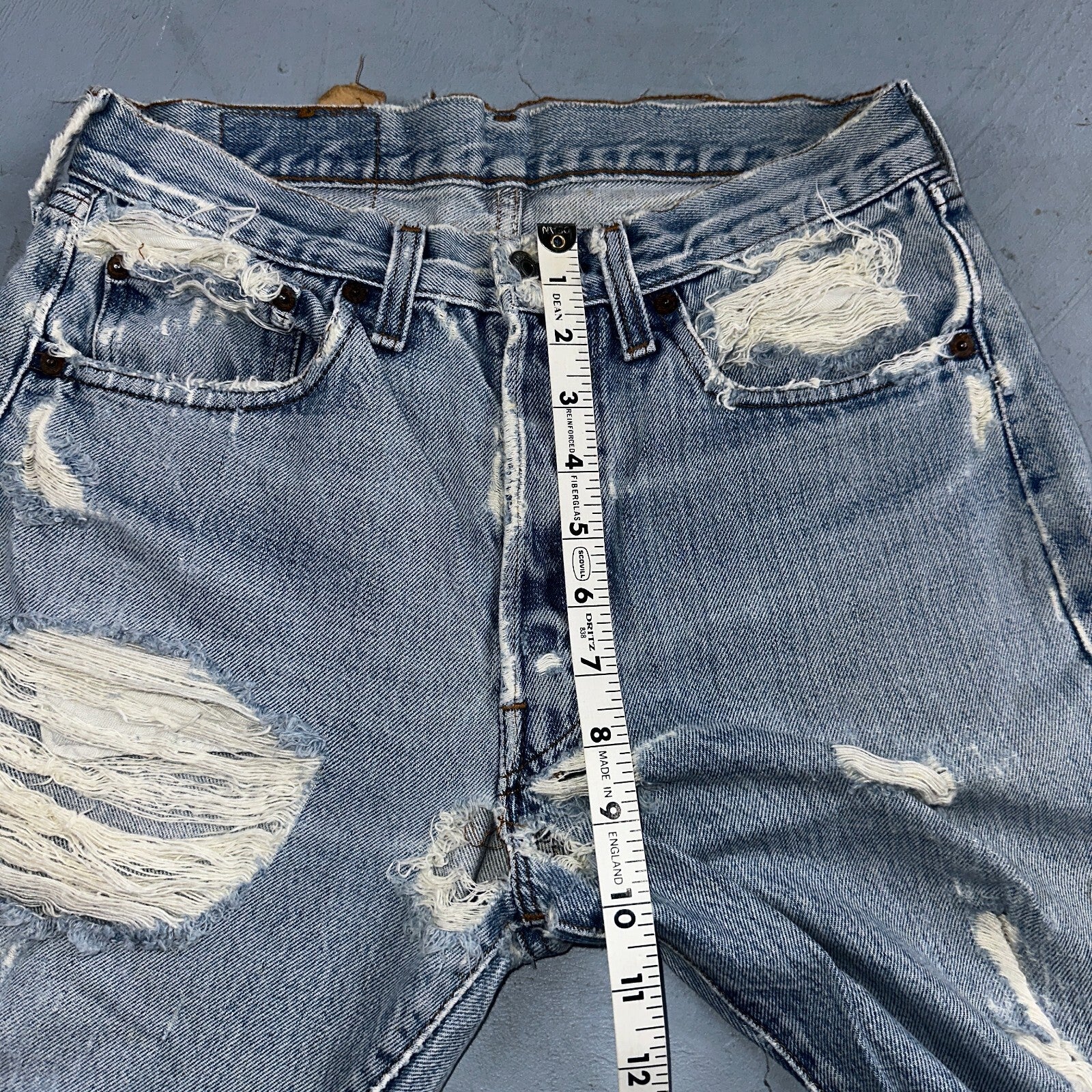 Levis 501 Vintage 80s Redline Selvedge USA XX Jeans Light Wash Thrashed Ac 28x26