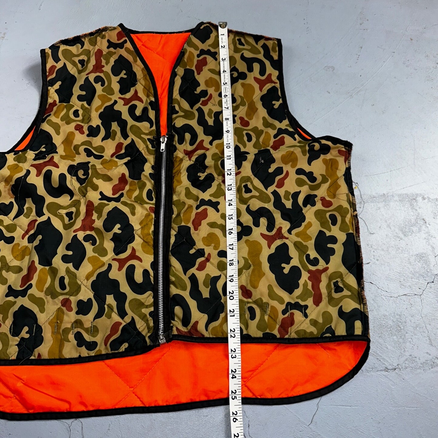 Vintage Duck Camo Vest Adult Large Camouflage Puffer Reversible Hunting Fishing