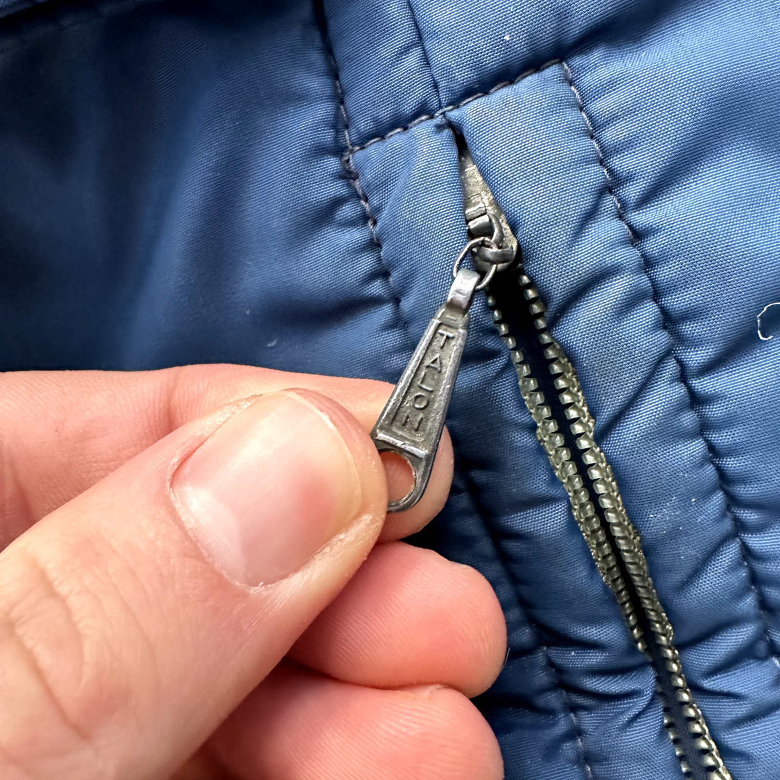 Vintage Tempco Goose Down Puffer Coat Mens S Blue Insulated Hooded Jacket