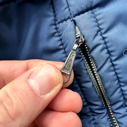 Vintage Tempco Goose Down Puffer Coat Mens S Blue Insulated Hooded Jacket