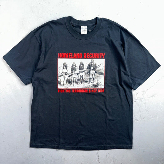 VTG Native American Indian Shirt Homeland Security Y2K Grunge Punk XL Graphic