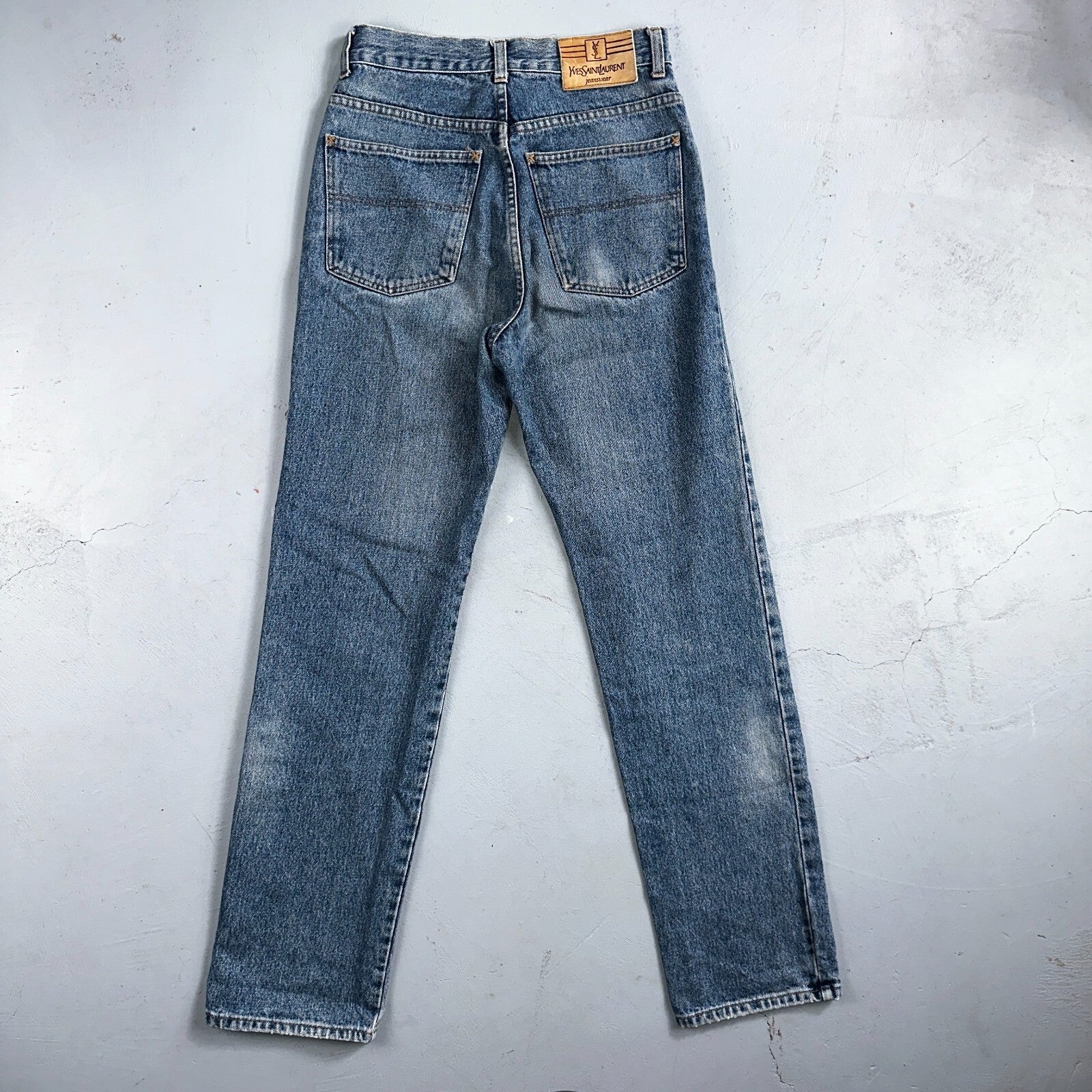 Vintage YSL Yves Saint Laurent Blue Denim Jeans Size 26x31 90s Womens Straight
