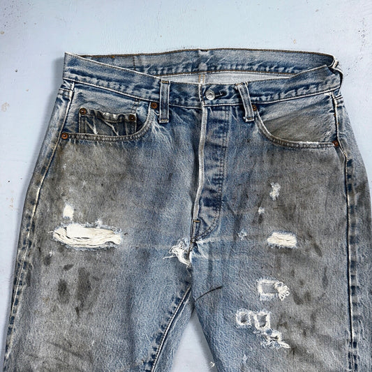 Levis 501 Vintage 80s Redline Selvedge USA XX Jeans Med Wash 34x30 Act 32x26