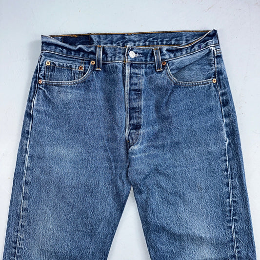 Levis 501 Vintage 90s USA XX Straight Leg Jeans Blue Med Wash 35x34 Act 32x30