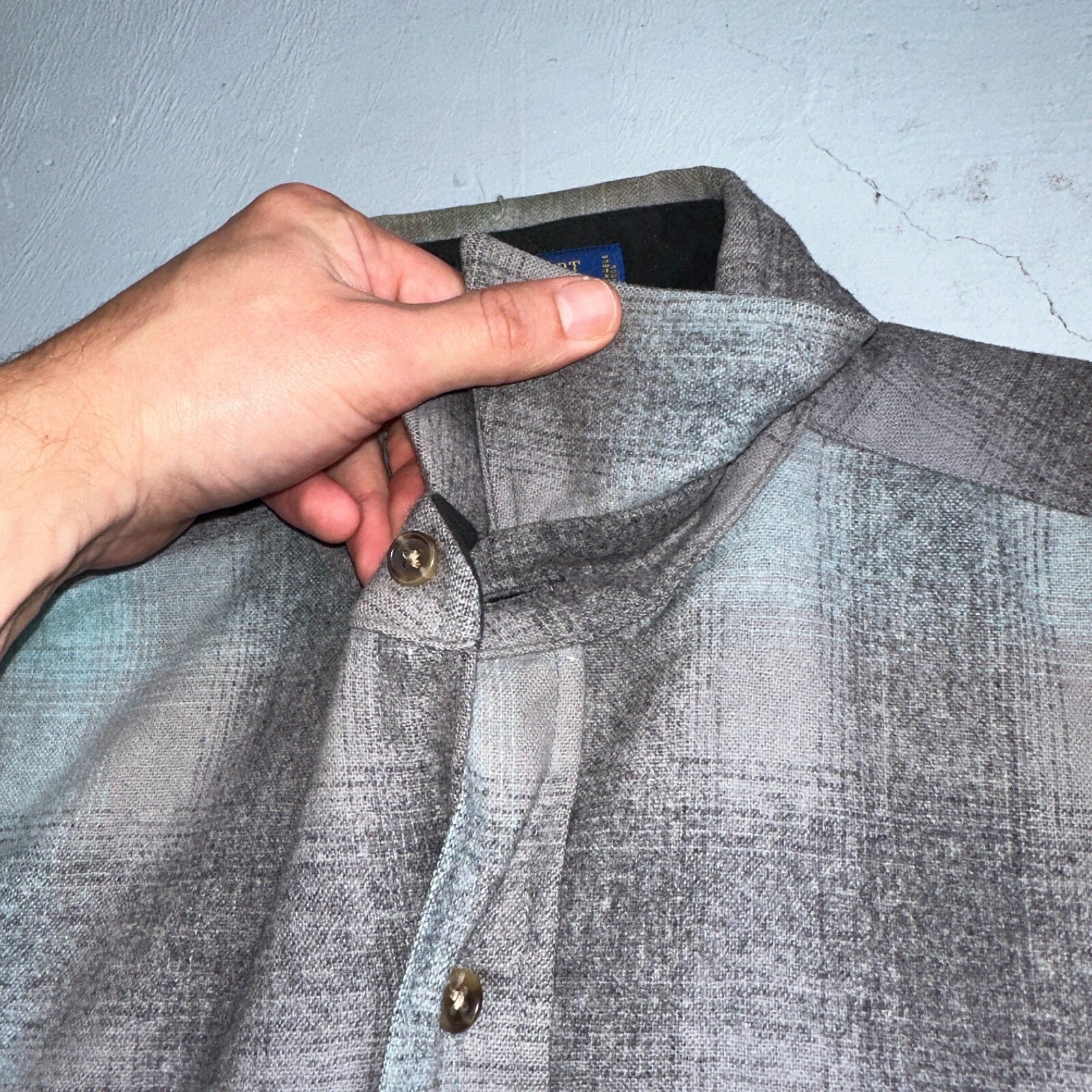 Pendleton Lodge Button Up Shirt Men's Medium Wool Plaid Gray Teal Pocket