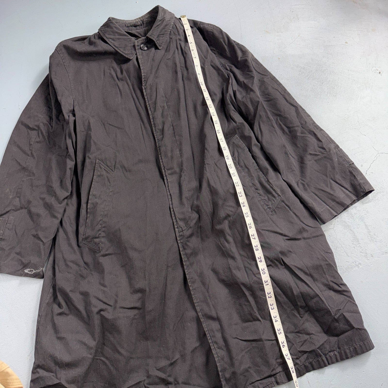 Vintage All Weather Trench Coat Mens Black Button Rain Coat 1960s 60s Liner