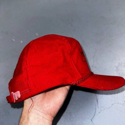Power Rents Corduroy VTG Hat Cap Snapback Oregon Portland Red Calhead Trucker