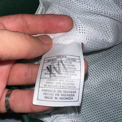 Vintage 90s Nike Men's Swoosh V-Neck Green Pullover Windbreaker XL Center Swoosh