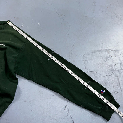 Champion 90s USA Sweatshirt VTG Crewneck Green Thrashed Paint Stained Large