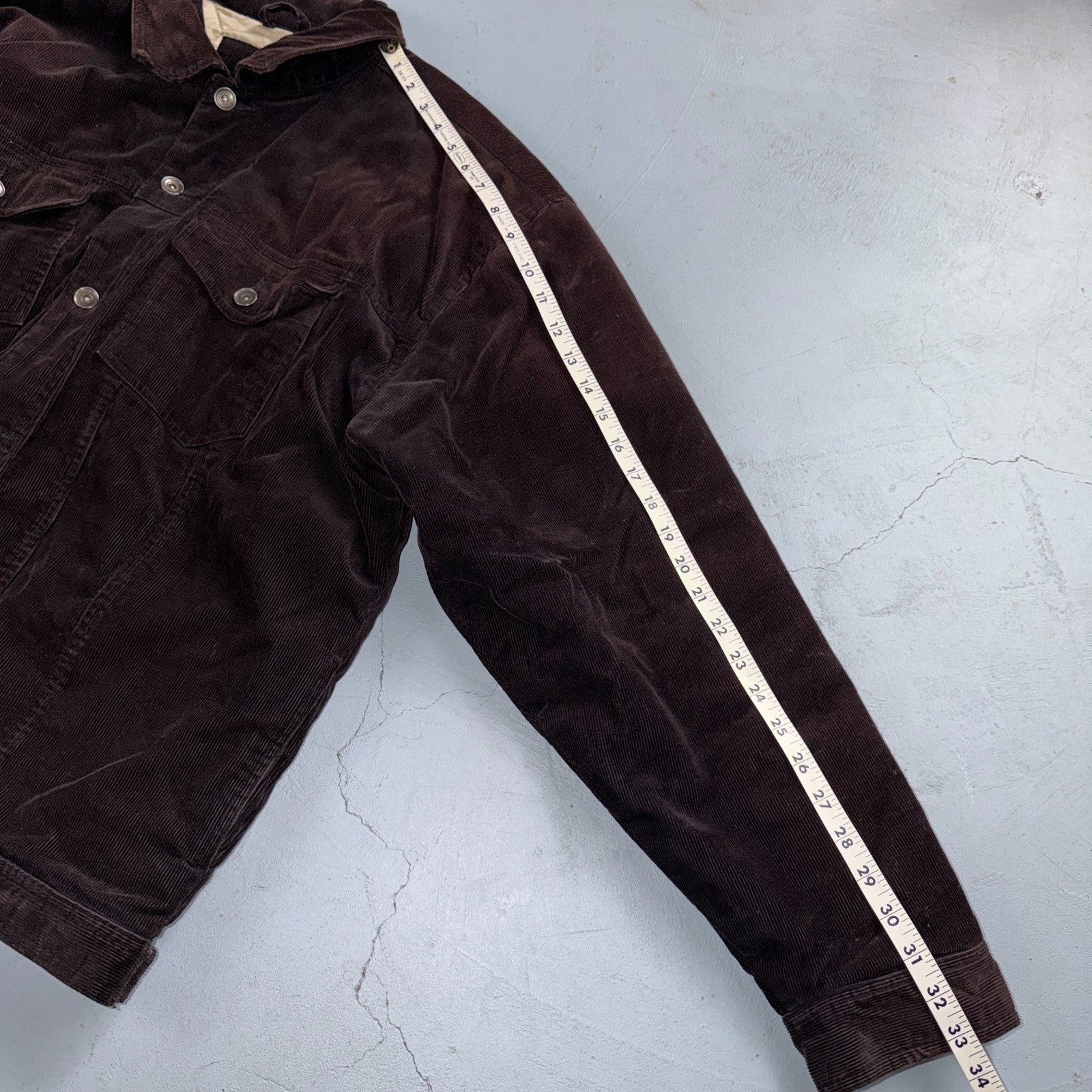 VTG Burnside Corduroy Jacket Size XL Button Front Long Sleeve Brown Outerwear