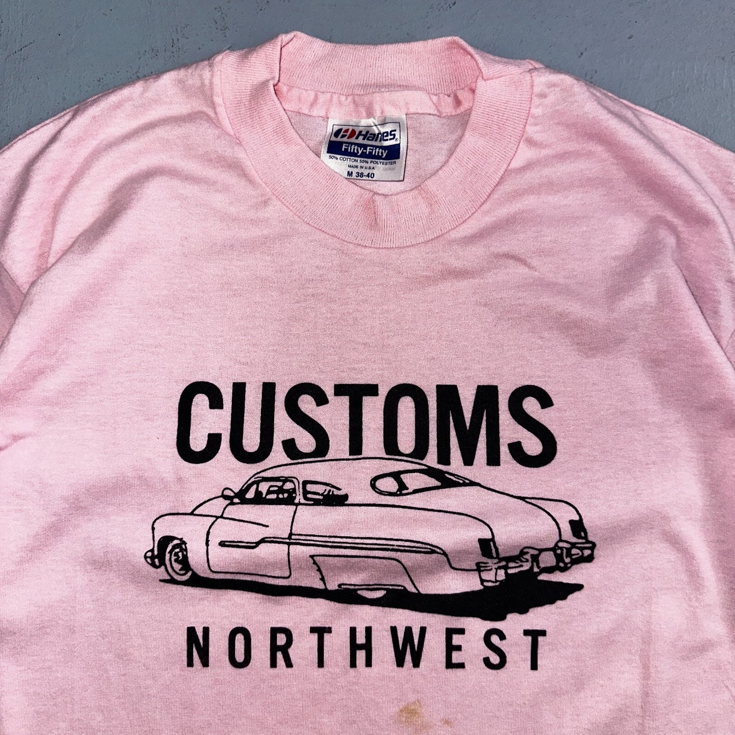 Northwest Hanes 1980s VTG T Shirt 80s Pink Hot Rod Customs Oregon PDX Pink Art