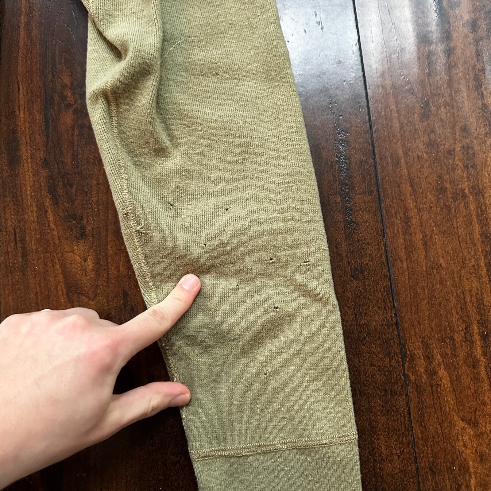 VTG WWII US Military Thermal Wool Pants Joggers Sweatpants 1940s USN Green