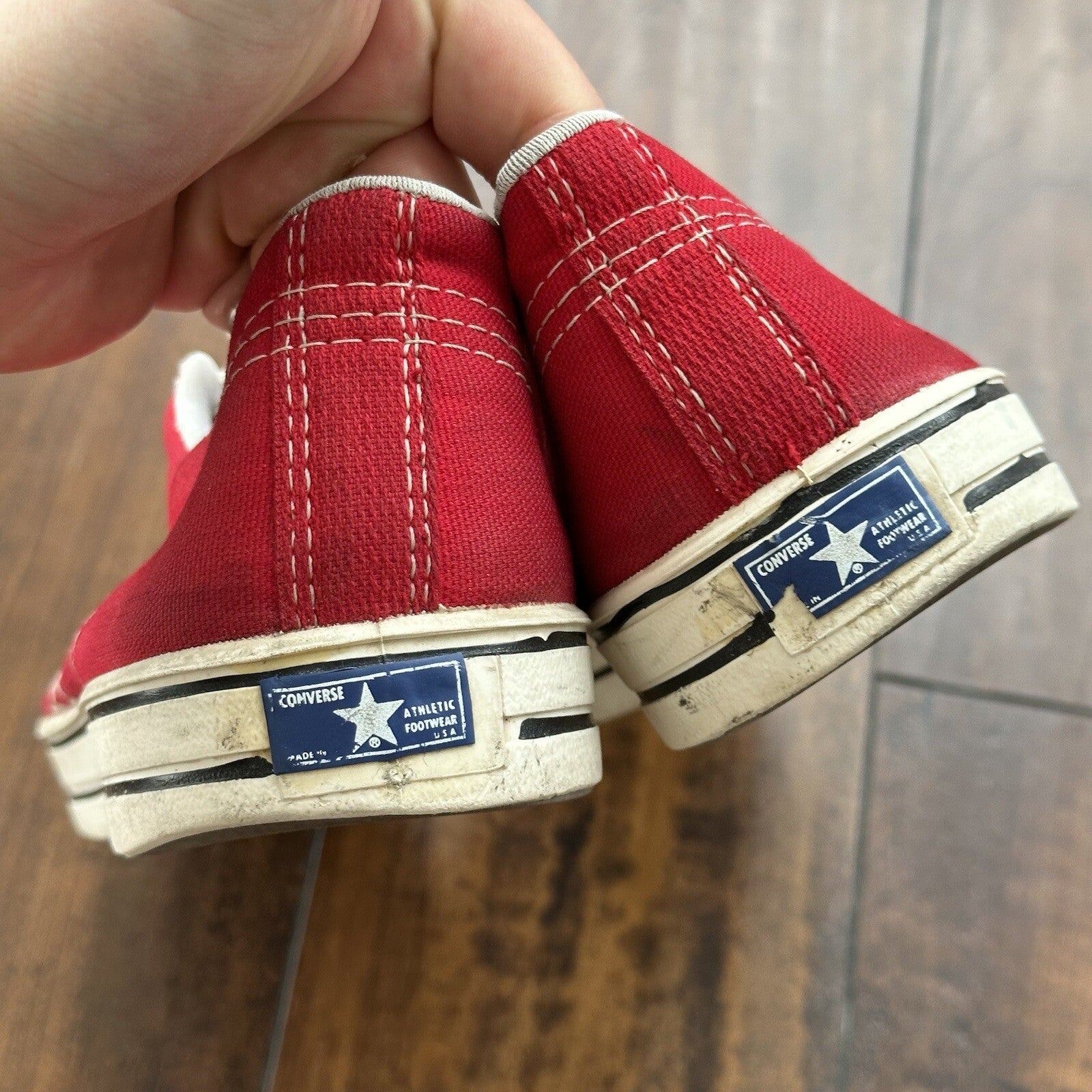 Vintage 60s 50s CONVERSE Chuck Taylor All Star Blue Label RED 10 Low RARE USA