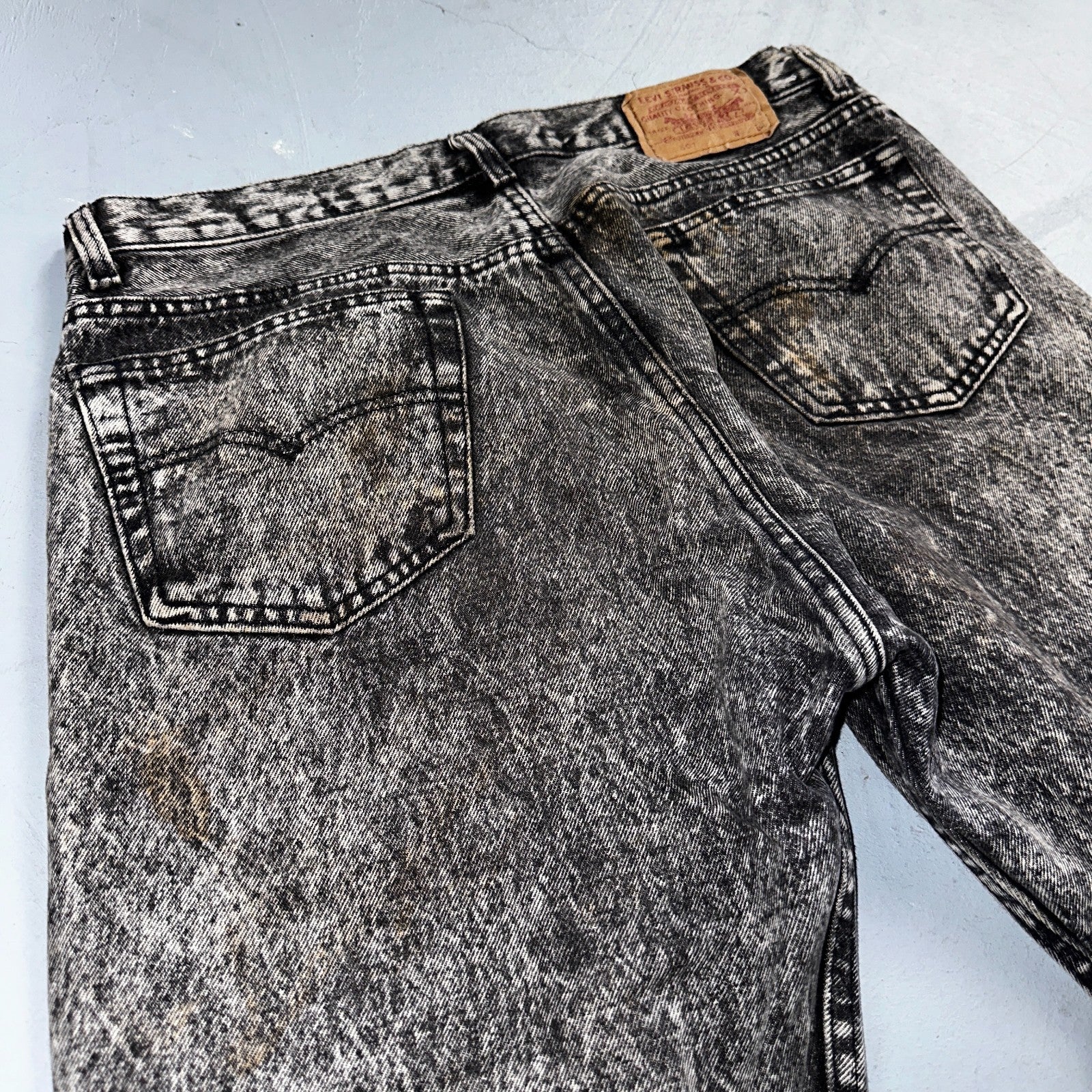 Levis 501 Vintage 80s USA XX Straight Leg Jeans Gray Acid Wash 36x30 Act 34x29