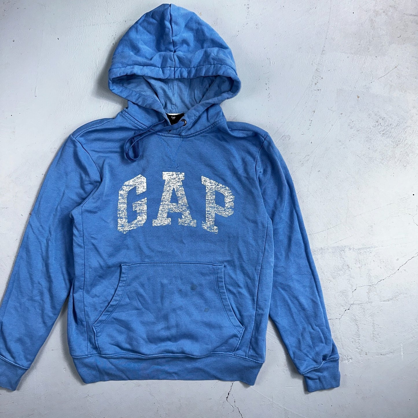 GAP Hoodie Mens Small Blue Navy Lightweight Spellout Casual Sweater Sweatshirt