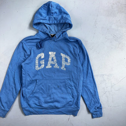 GAP Hoodie Mens Small Blue Navy Lightweight Spellout Casual Sweater Sweatshirt