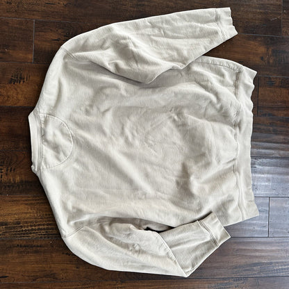 Vintage 1990s 90s Eddie Bauer Oversized Baggy Crew Sweater Beige Made in USA XL