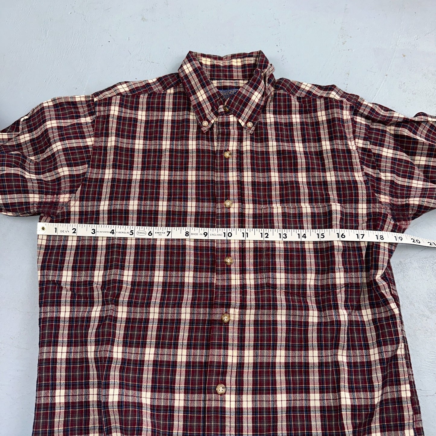 Vintage Pendleton Shirt Mens M Wool Plaid Flannel USA Button 1970s 70s Red