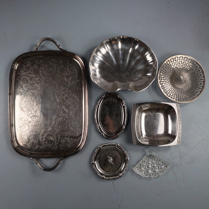Vintage Baroque Victorian Not Silver Plated Platter Collection Lot Fancy Trays