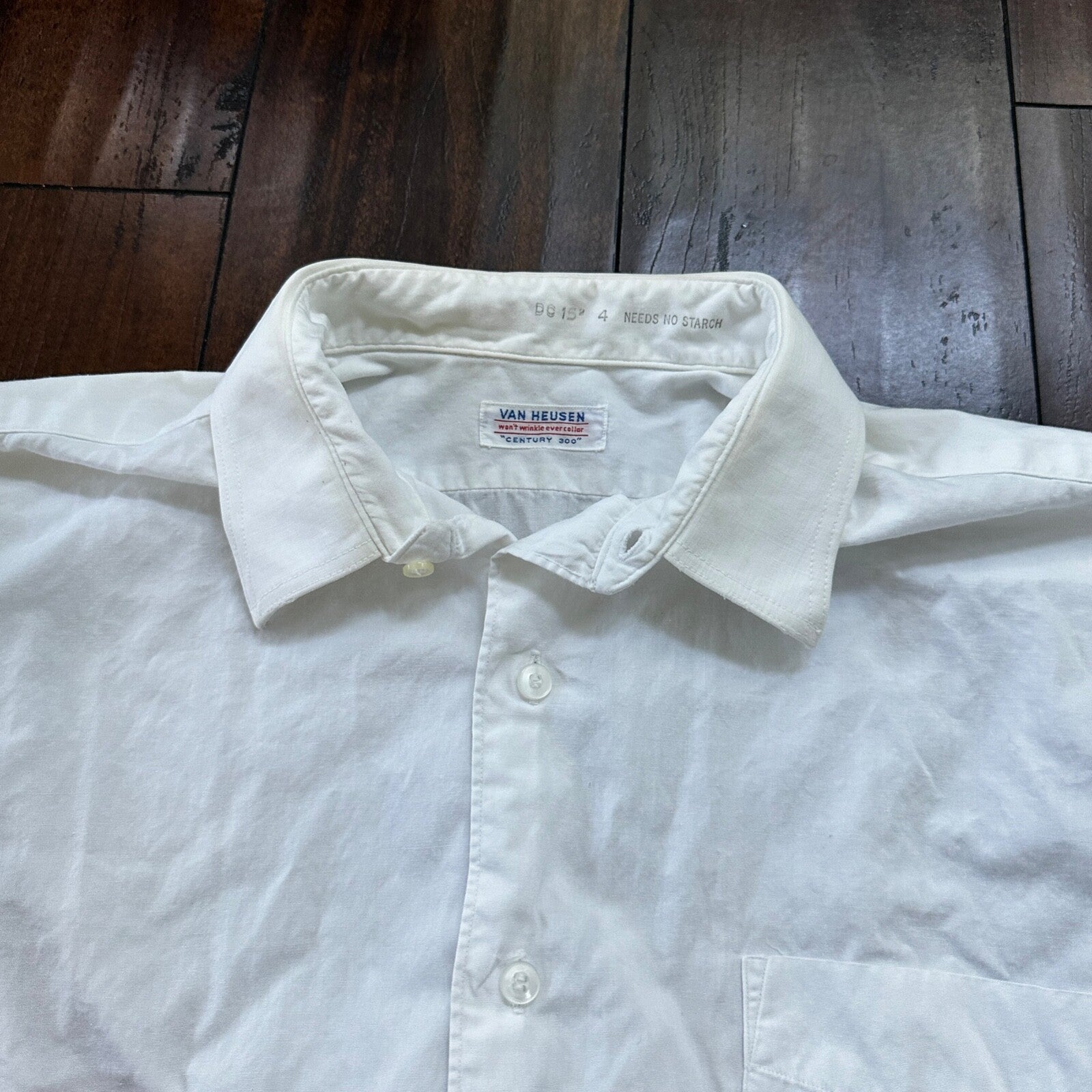 Vintage Van Heusen Century 300 Men's Button Up Dress Shirt Size 15 1960s 60s