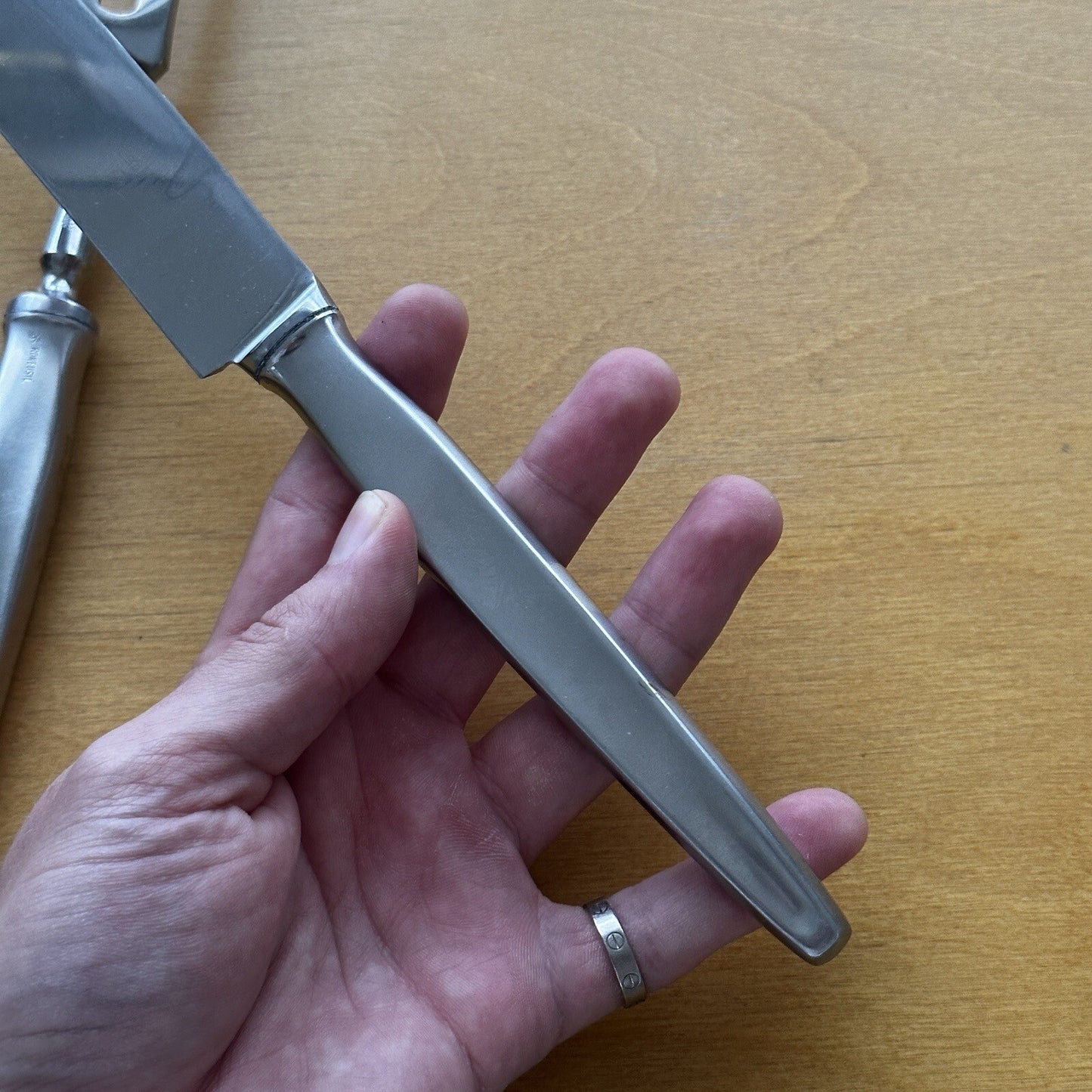 2 VTG Eickhorn Roneusil SIBYLLE Stainless German Flatware Carving Knife Set MCM