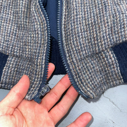 PENDLETON VTG USA Men’s Medium Blue Insulated Wool Bomber Jacket Broken Zipper