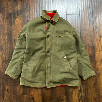 VTG 40s 50s Wool Western Coat Jacket Rockabilly Red Military Green WWII RARE