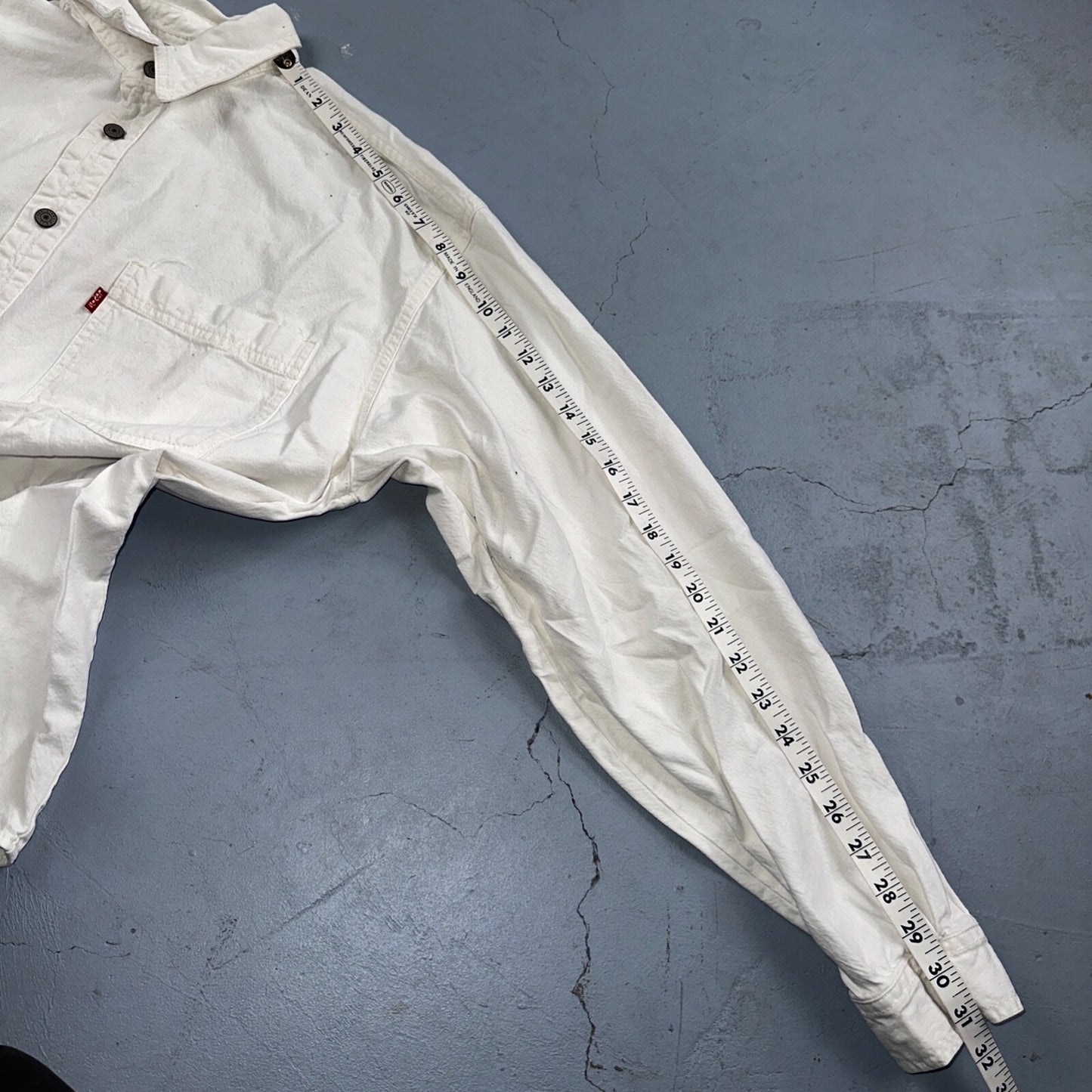 VTG Levis Red Tab Men Button Up Shirt Large White Long Sleeve 90s Y2K Thrashed