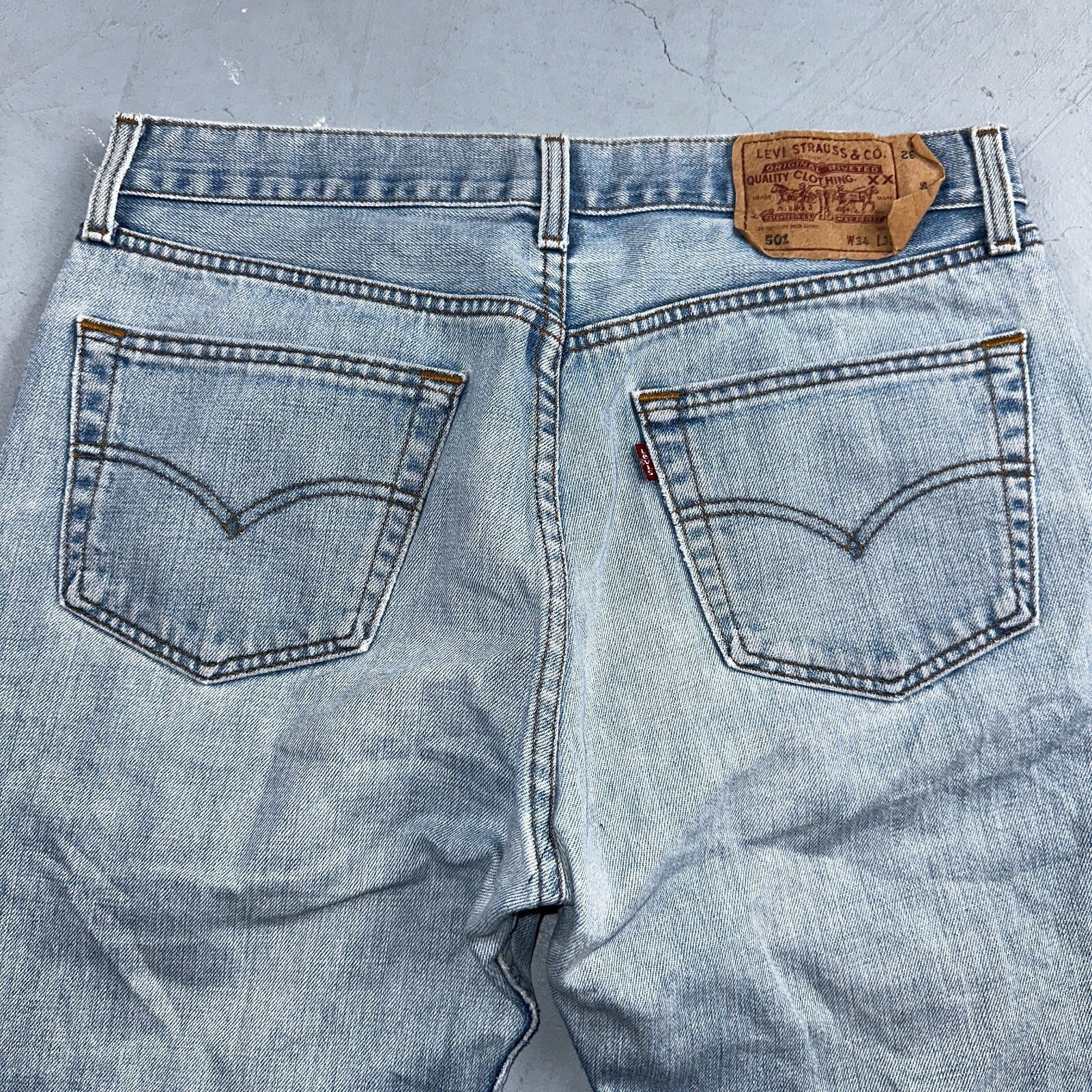 Levis 501 Vintage Y2K XX Straight Leg Jeans Blue Light Wash 34x34 Act 32x31