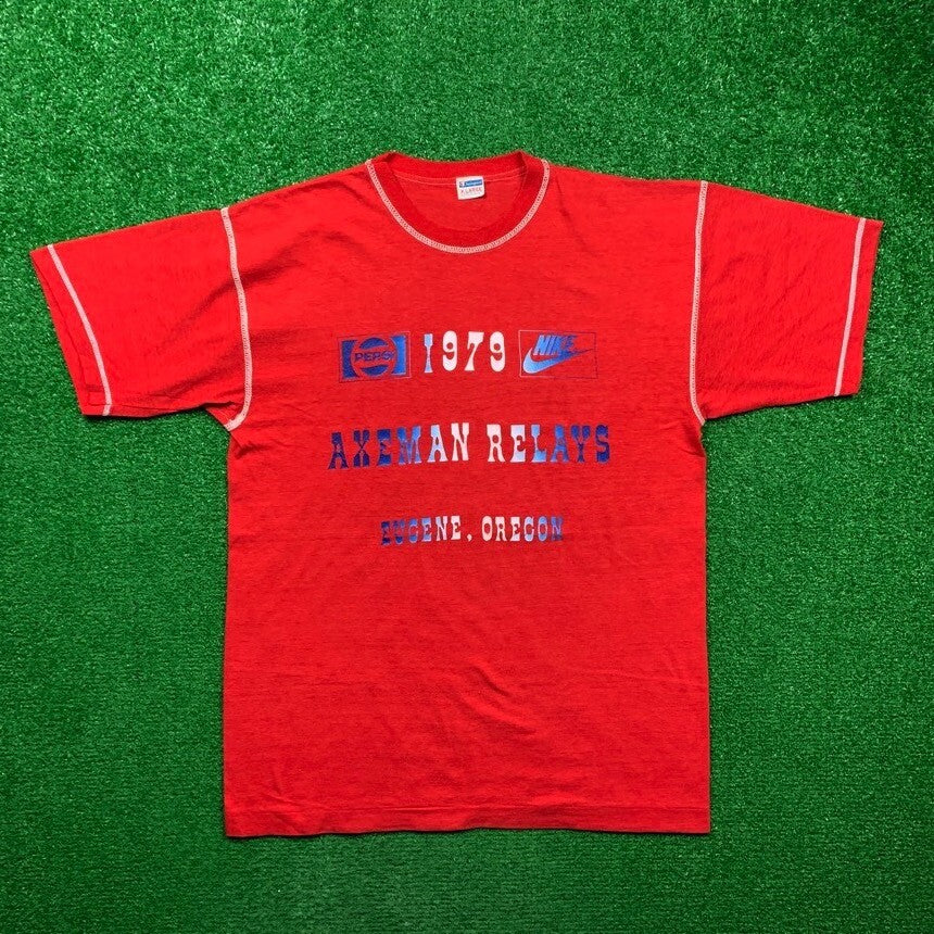 Vintage Nike 1979 Oregon T Shirt USA Rare Champion Blue Bar XL 70s Axeman Pepsi