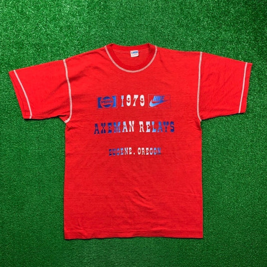 Vintage Nike 1979 Oregon T Shirt USA Rare Champion Blue Bar XL 70s Axeman Pepsi