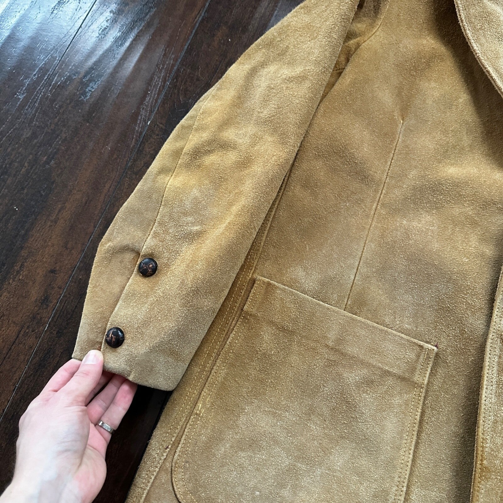 VTG 1960s Brown Leather Suede Hippie Western Coat Jacket 44 Rockabilly 60s 70s