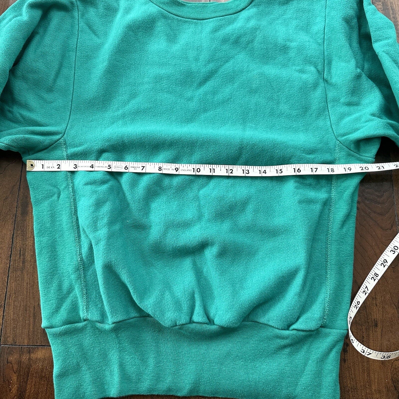 Vintage Champion 90s USA Teal Reverse Weave Sweatshirt Blank 70s Gusset Jumper