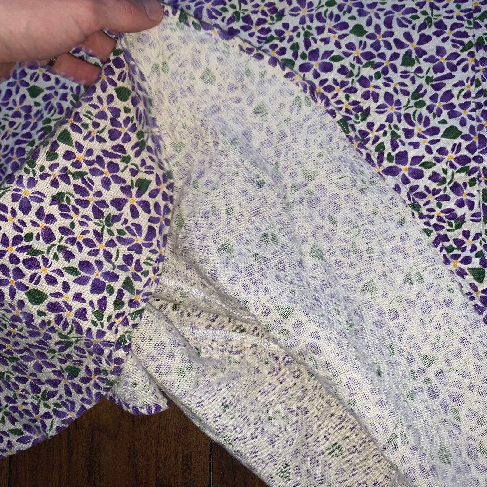 70s Women's Vintage House Dress Kaftan MuMu Shift Purple Floral 80s Hipster Cute