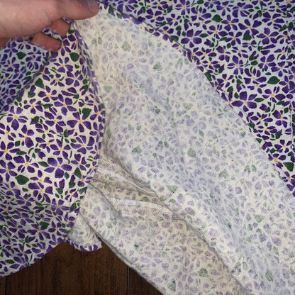 70s Women's Vintage House Dress Kaftan MuMu Shift Purple Floral 80s Hipster Cute