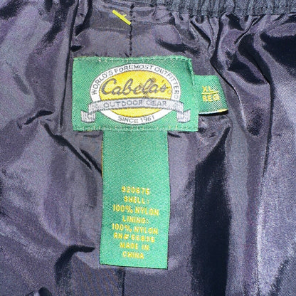 Cabelas Black Lined Mens Pants Rain Pants XL Reg Golf Double Knee Nylon