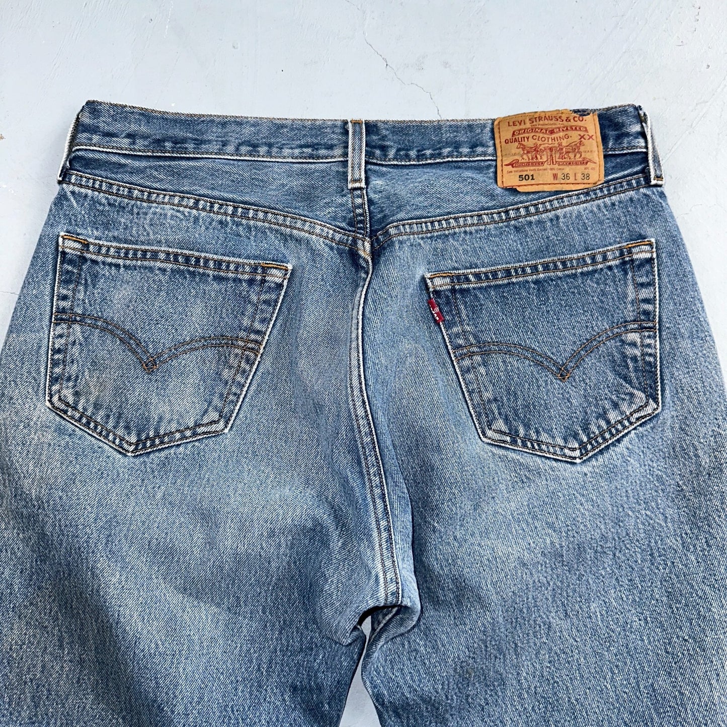 Levis 501 Vintage 90s XX Straight Leg Jeans Y2K Blue Med Wash 36x38 Act 34x33