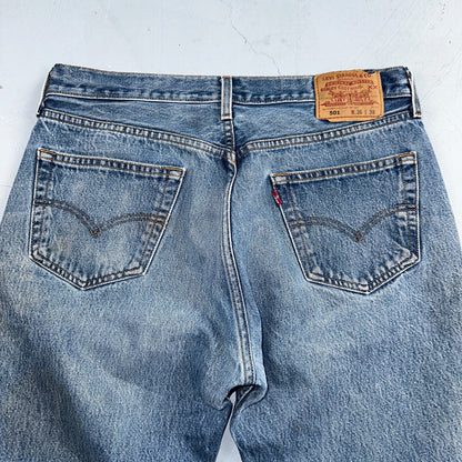 Levis 501 Vintage 90s XX Straight Leg Jeans Y2K Blue Med Wash 36x38 Act 34x33