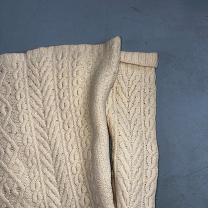Aran Crafts Ireland Ivory Merino Wool Cable Knit Fisherman Sweater XL 1/4 VTG