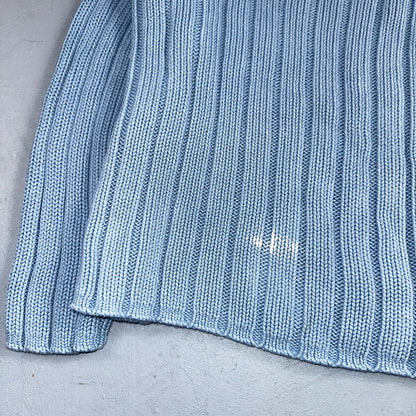 Vintage 90s Lands End 100% Cotton Chunky Ribbed Knit High Neck Sweater Size L