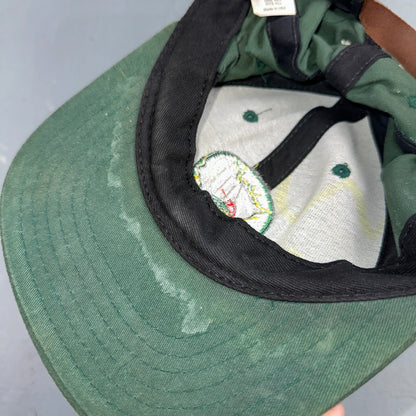 Vintage 7up Hat Made In USA Snap Back Trucker Style Worn Green 90s Heavy Used