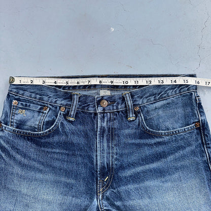 RRL Denim Zip Fly Slim Double RL Mens Jeans Mexico Sz 31x34 Med Wash RN 41381