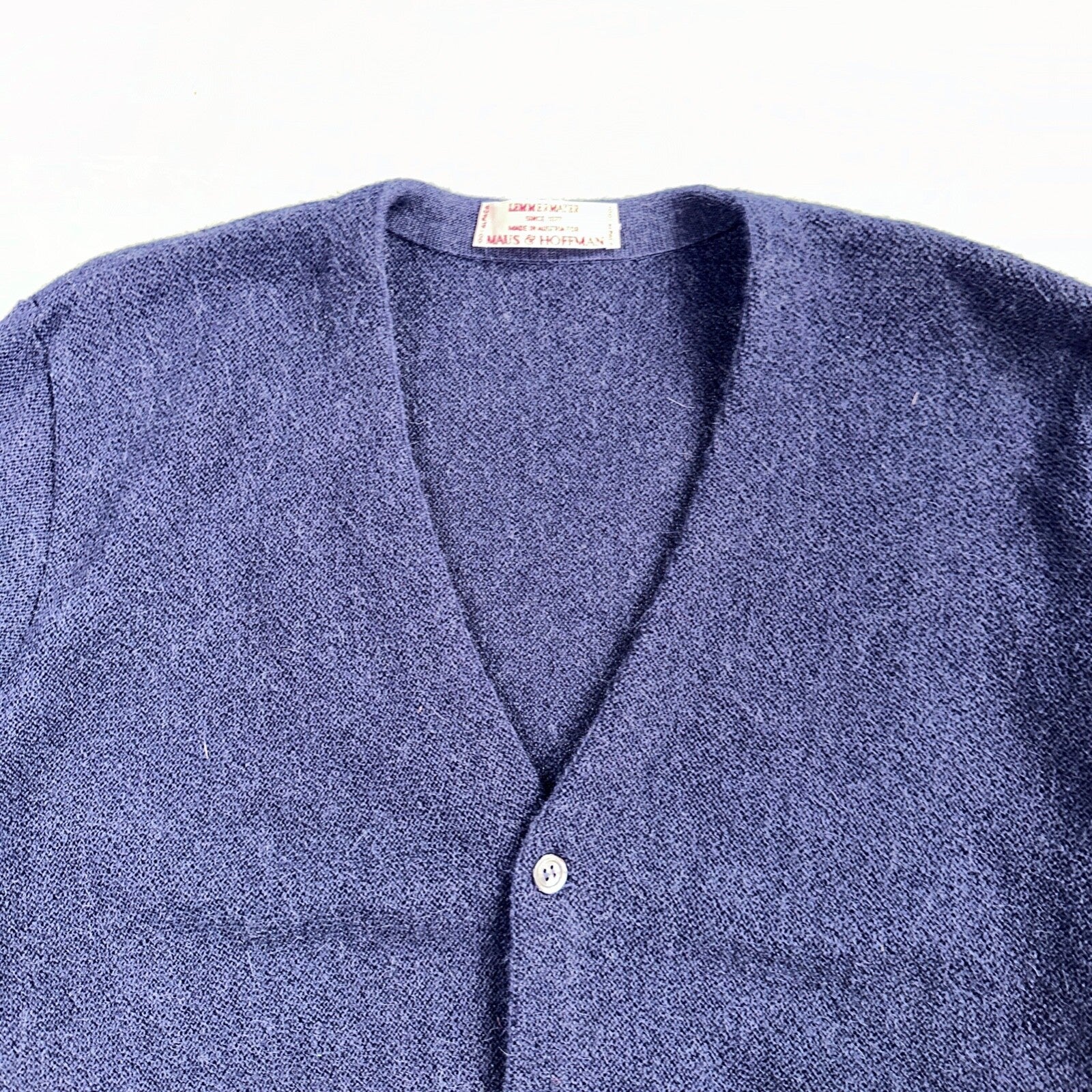 Lemmermayer Blue Sweater 100% Alpaca Cardigan Austria Maus & Hoffman Size 44 VTG