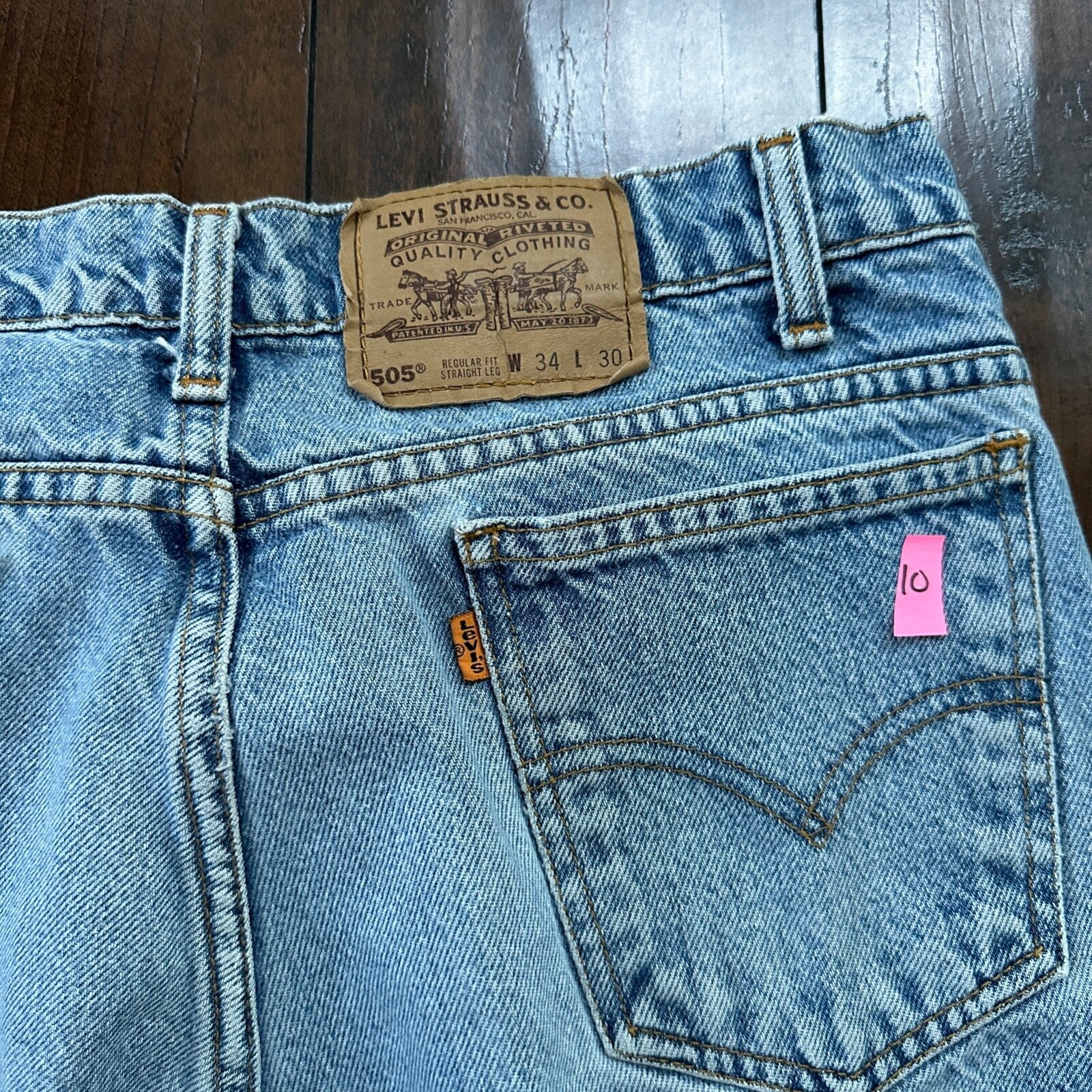 Vintage 80s Levis 505 Light Blue 70s Jeans USA Orange Tab 34x30 Act 31x29