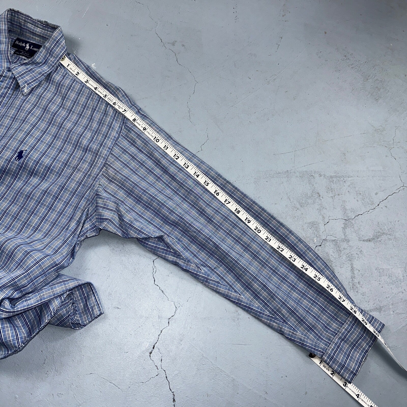 Ralph Lauren Polo VTG Button Down Shirt Men's M Blue Plaid Blake Two-Ply