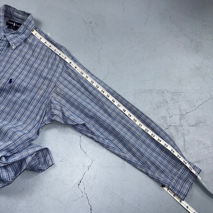 Ralph Lauren Polo VTG Button Down Shirt Men's M Blue Plaid Blake Two-Ply